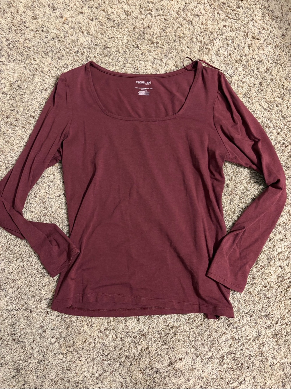 Rachel Zoe Long Sleeve Scoop Neck Top - Wine